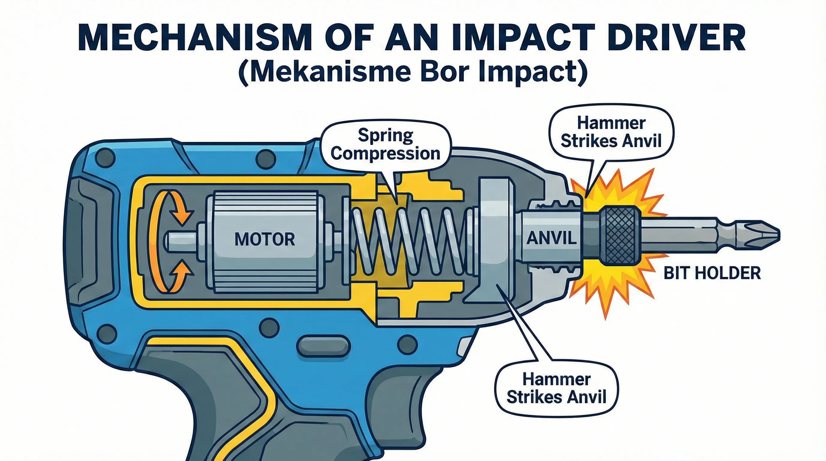 GIF atau diagram yang menjelaskan mekanisme impact pada impact driver.