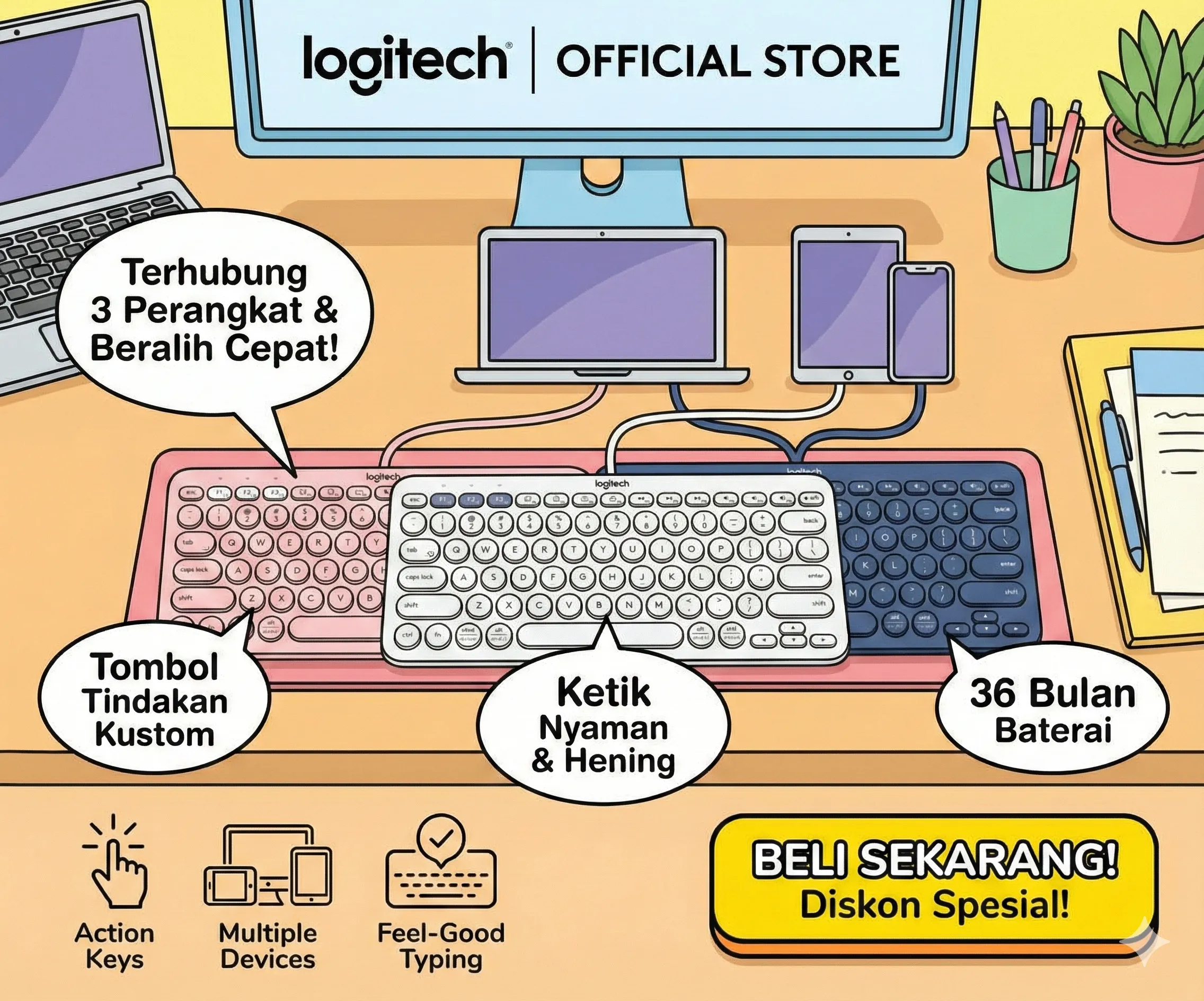 Promosi Logitech POP ICON KEYS Keyboard