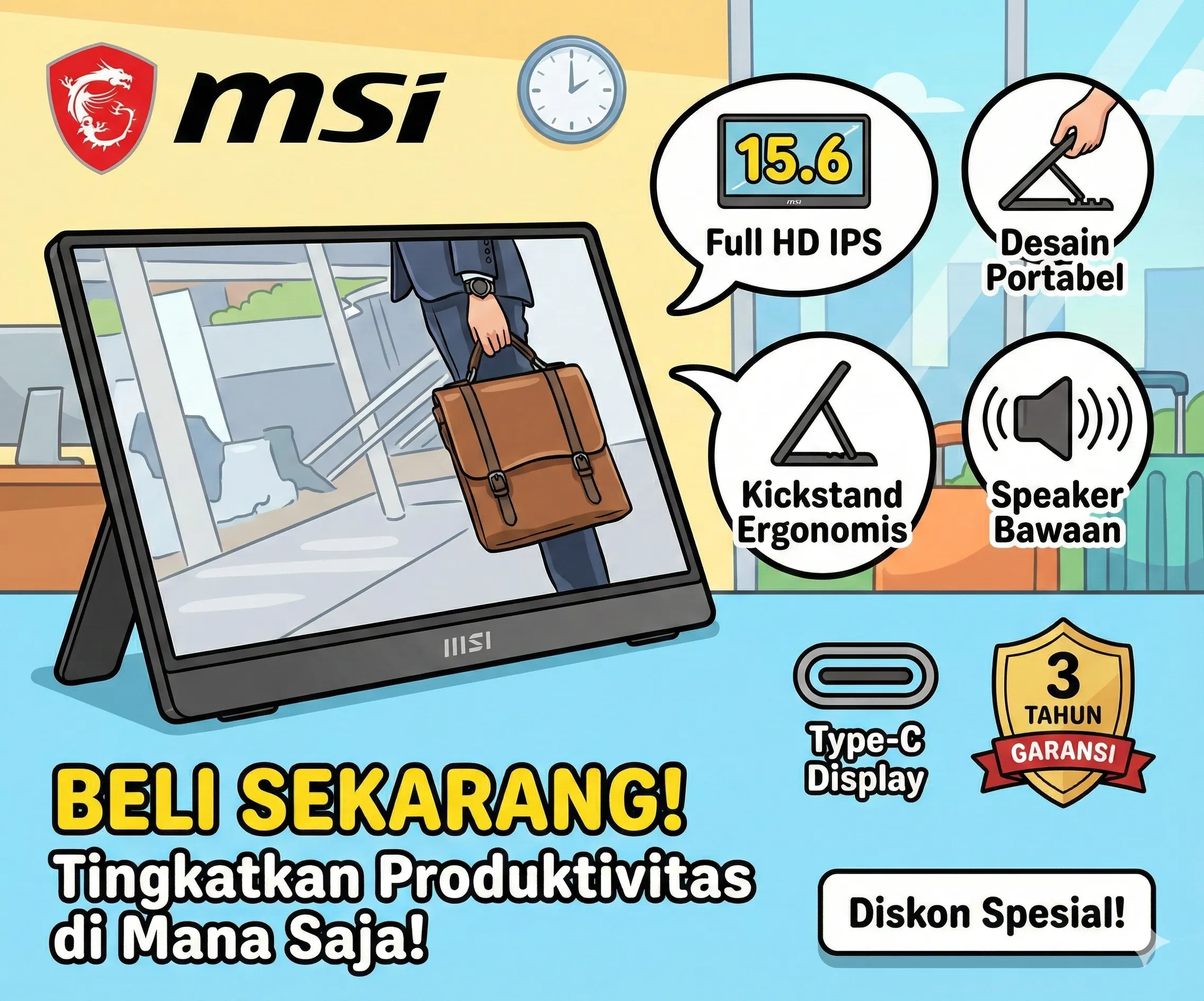 Promosi Monitor Portabel MSI PRO MP161 E2