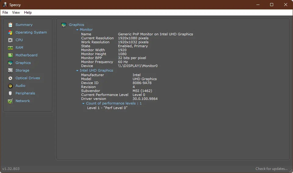 Speccy tab RAM