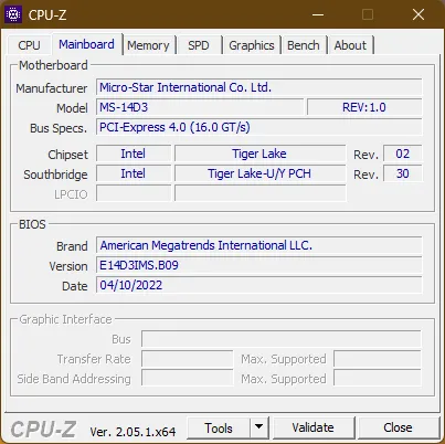 CPU-Z tab Memory