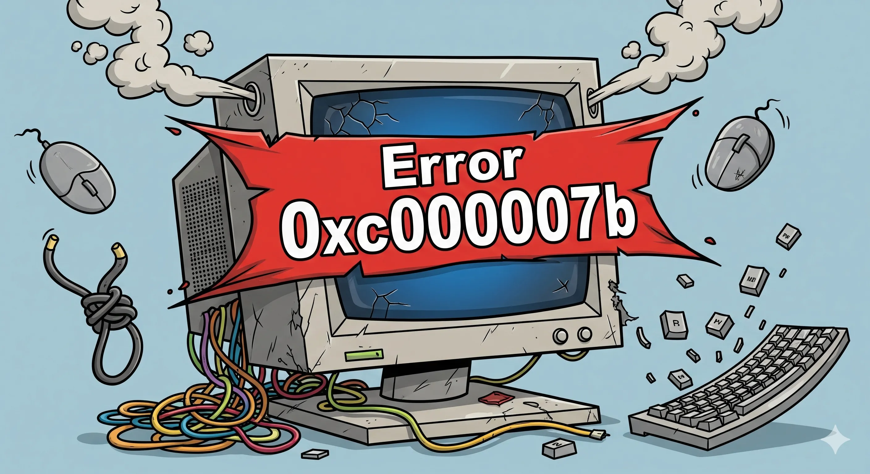 Tangkapan layar pesan error 0xc000007b di Windows.