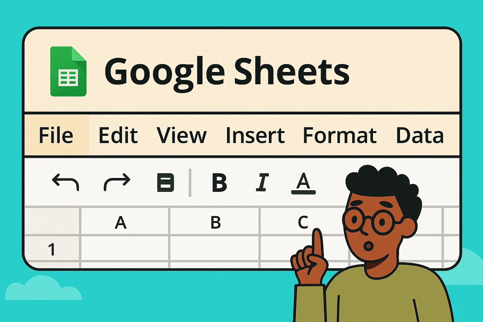 Tampilan antarmuka Google Sheets dengan berbagai menunya yang disorot.