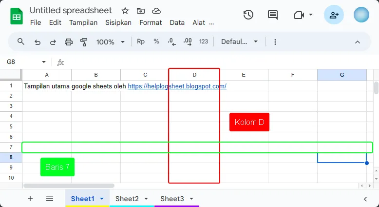 Menambah sheet baru di Google Sheets