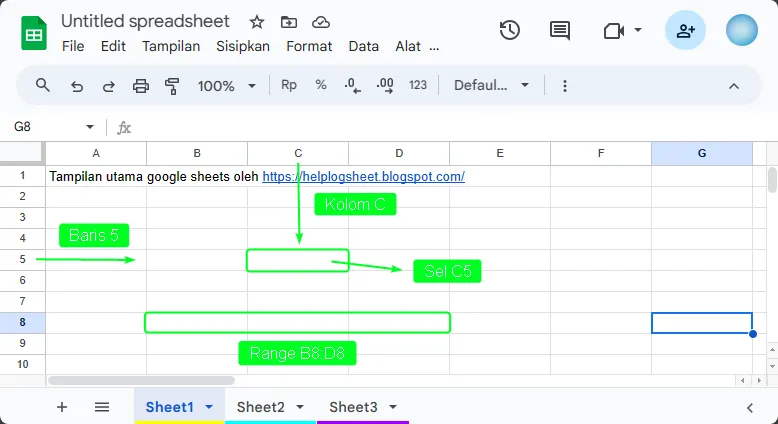 Mengubah nama sheet di Google Sheets