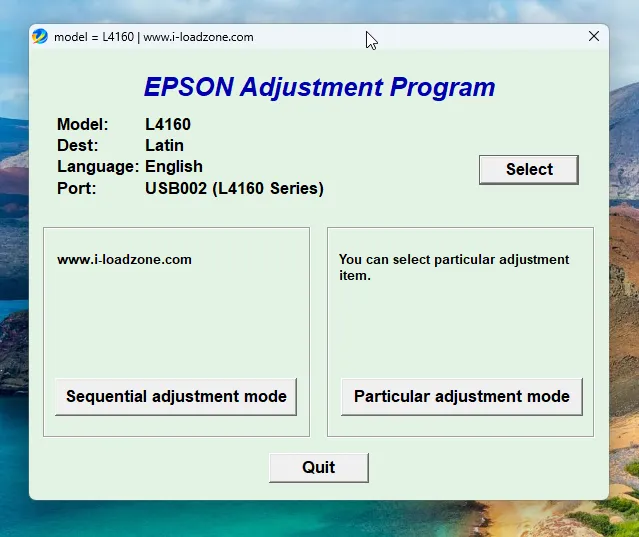 Masuk ke menu Particular adjustment mode