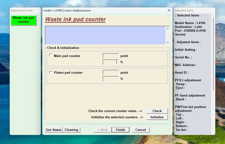 Mencentang Main pad counter dan klik Check