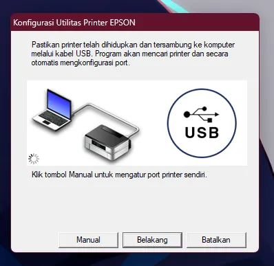Instalasi berhasil, port printer terdeteksi
