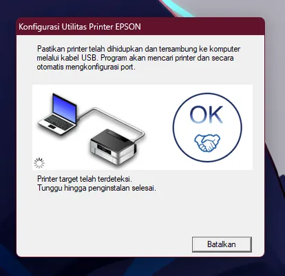 Notifikasi pengaturan cetak default
