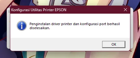 Instalasi driver selesai