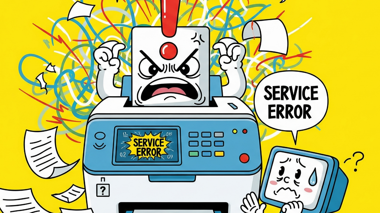 Printer Epson L3110 menampilkan pesan error di layar komputer.