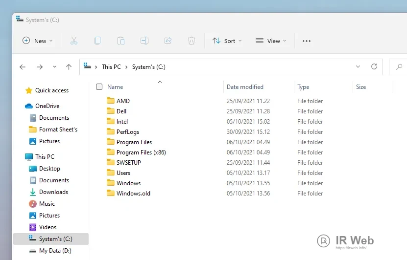 Folder Windows.old di File Explorer yang menunjukkan ukurannya yang besar