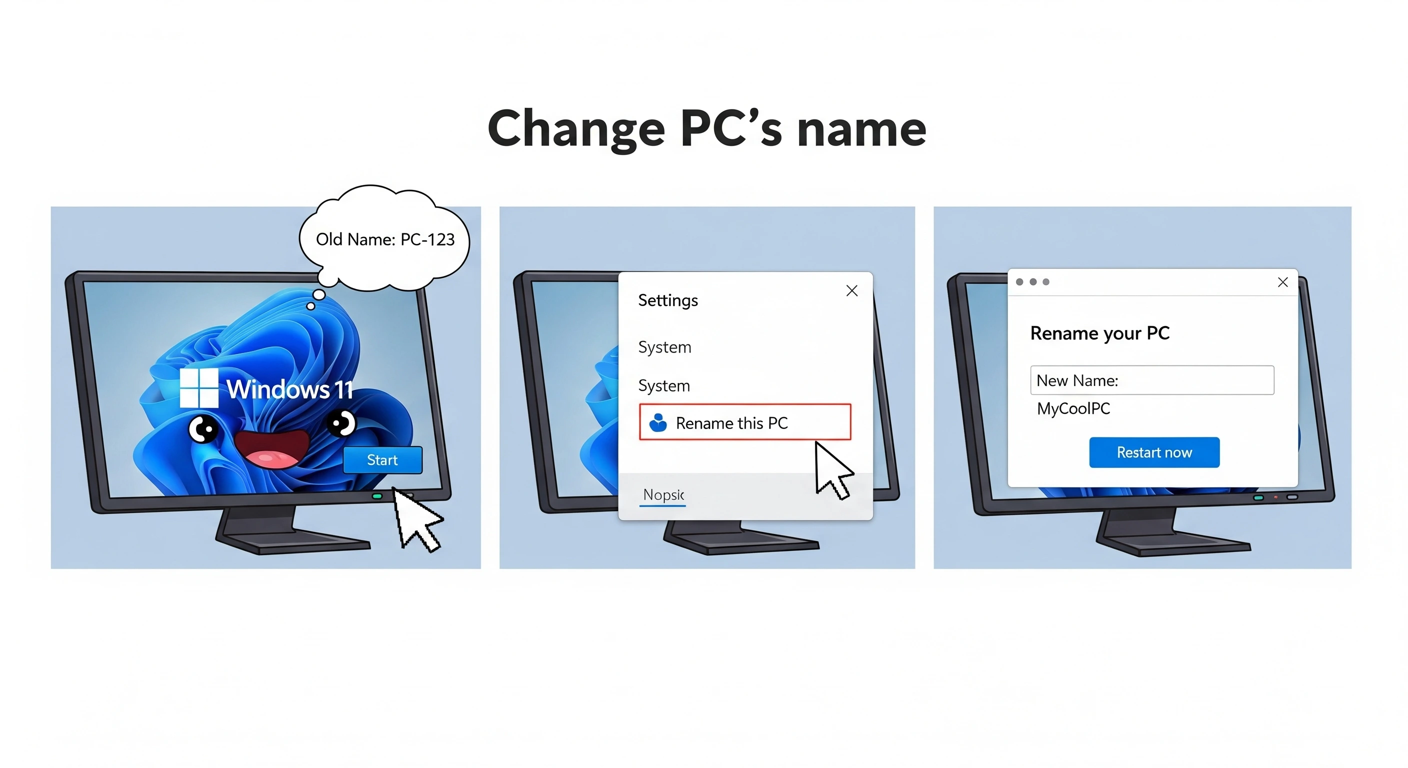Tampilan pengaturan 'About' di Windows 11 dengan tombol 'Rename this PC' yang disorot.