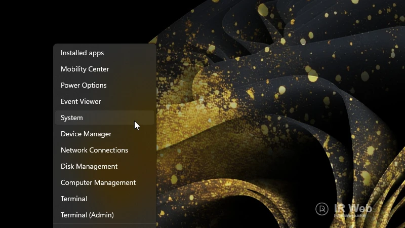 Membuka menu System dari Start Menu Windows 11