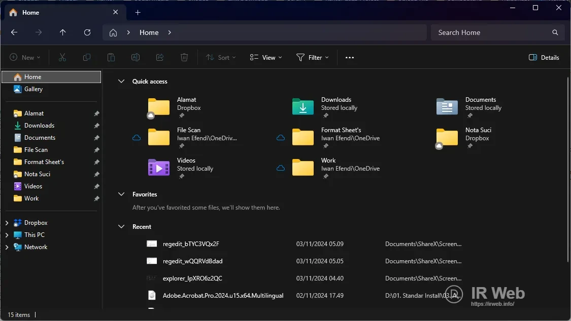 Tampilan akhir File Explorer yang bersih tanpa folder OneDrive duplikat.