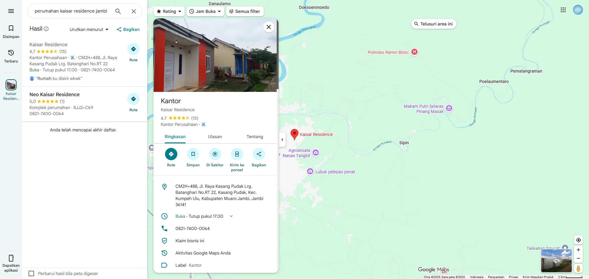 Peta Lokasi Perumahan Kaisar Residence